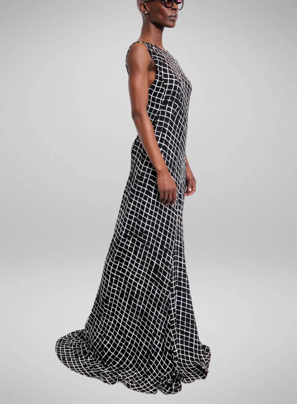 DRIES VAN NOTEN | Long Grid Print Gown