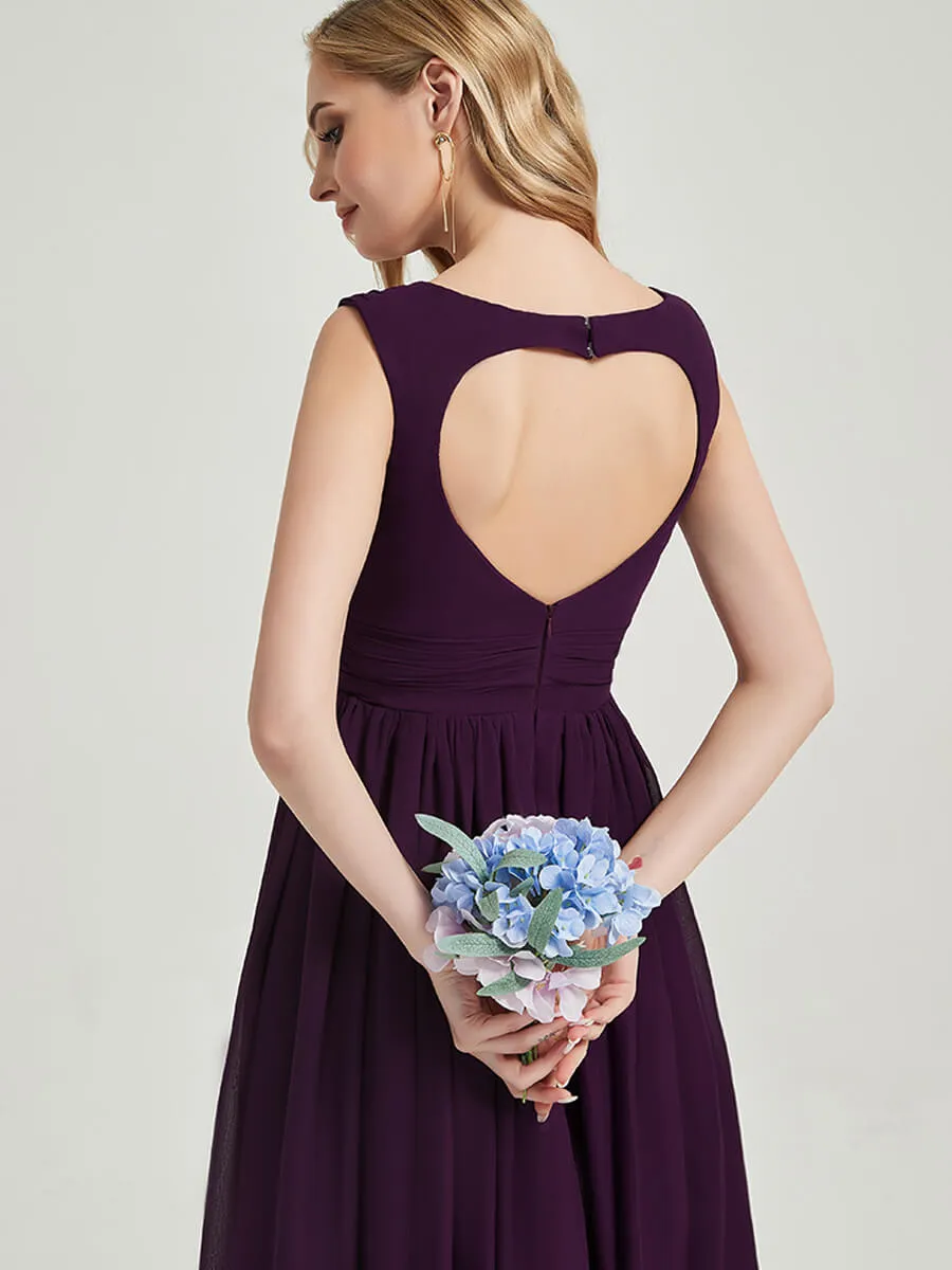 Dusk Sweetheart V-Neck Backless Chiffon Floor-Length Bridesmaid Dress