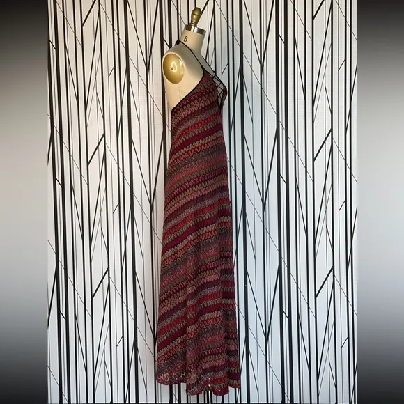 Ecote Flame Stitch Lace-Up Maxi Dress Size S EUC