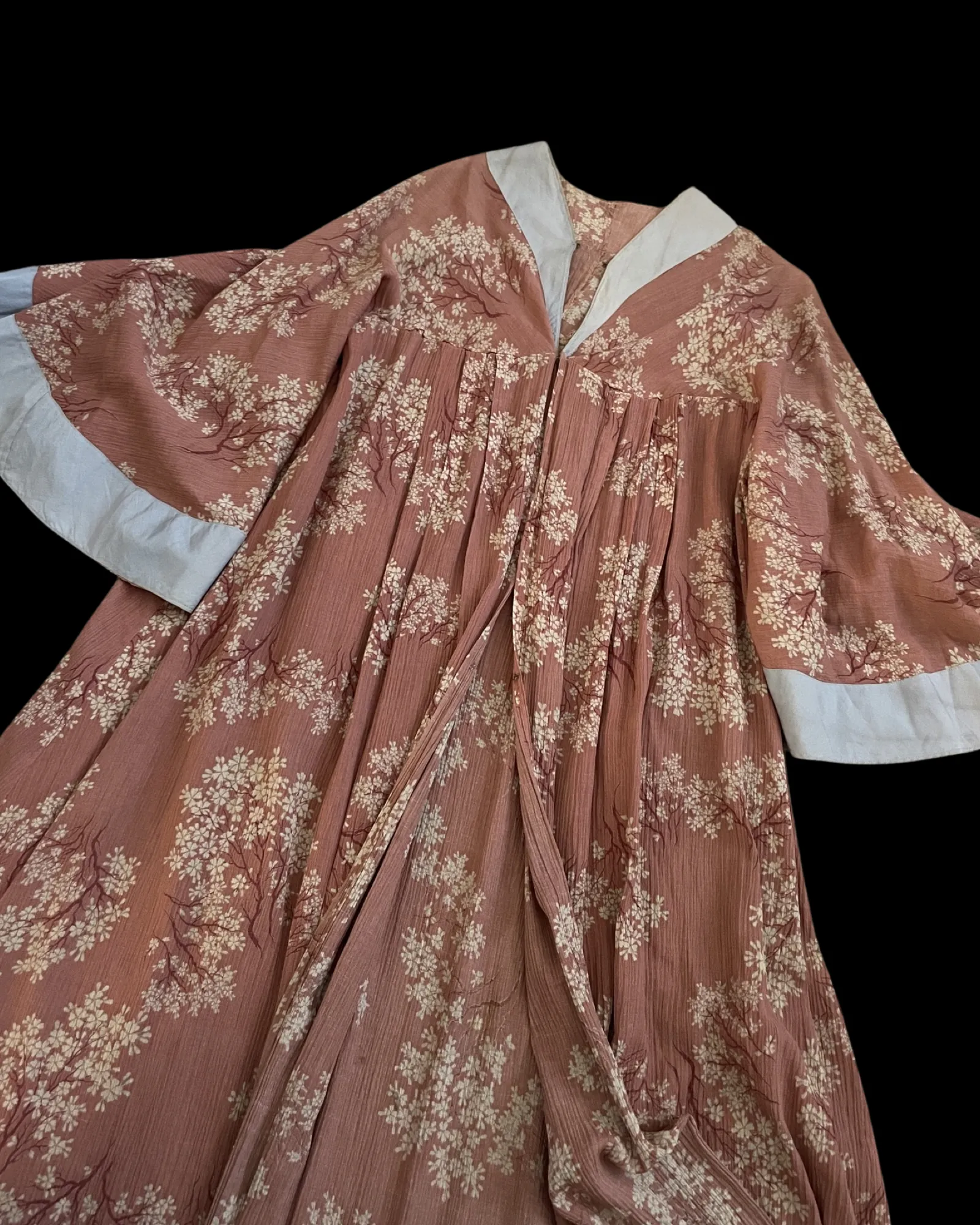 Edwardian Cherry Blossoms Gauze Negligee Dress
