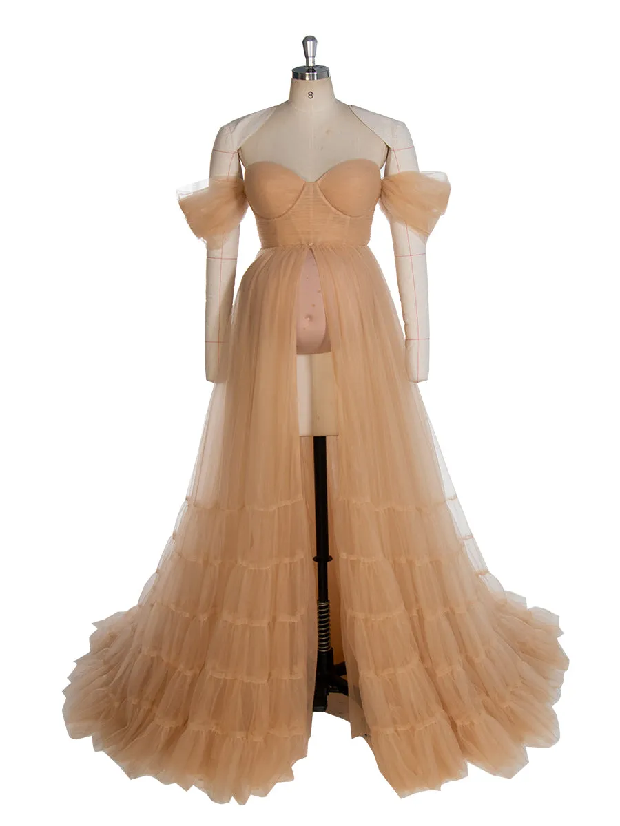 Elegant Tulle Photo Shoot Dress Maternity Gown for Photoshoot YW231018