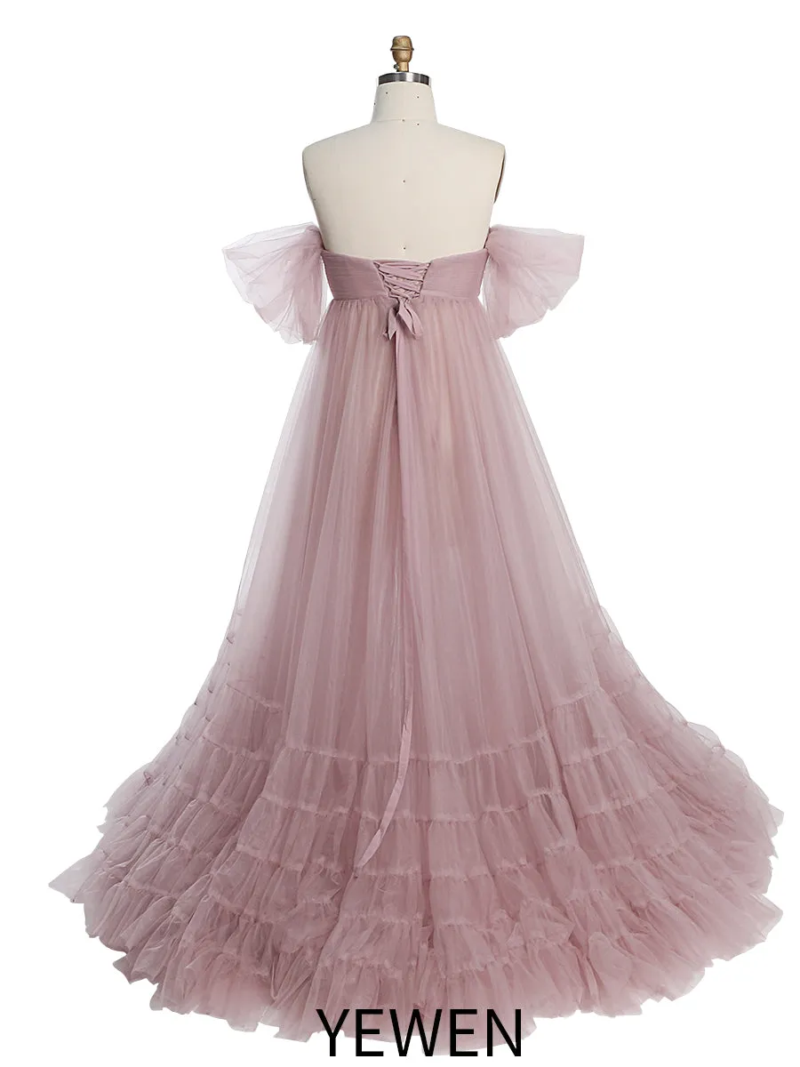 Elegant Tulle Photo Shoot Dress Maternity Gown for Photoshoot YW231018