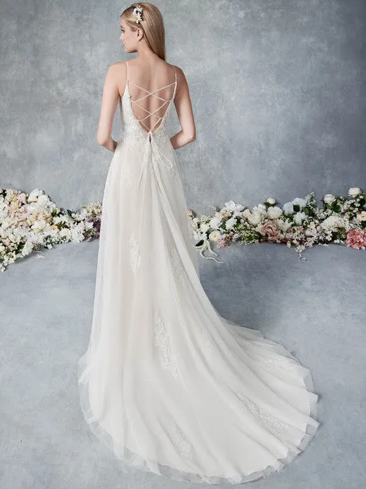 Ella Rosa Size 6 BE516 Champagne/Nude/Ivory Gown