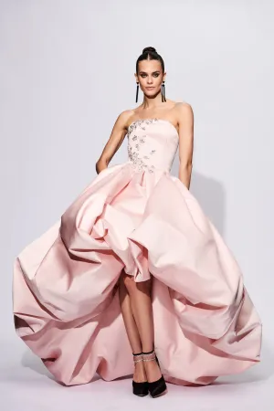 Embellished Strapless Hi Lo Bubble Gown