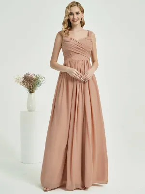 English Rose Sweetheart Backless Chiffon Floor-Length Bridesmaid Dress