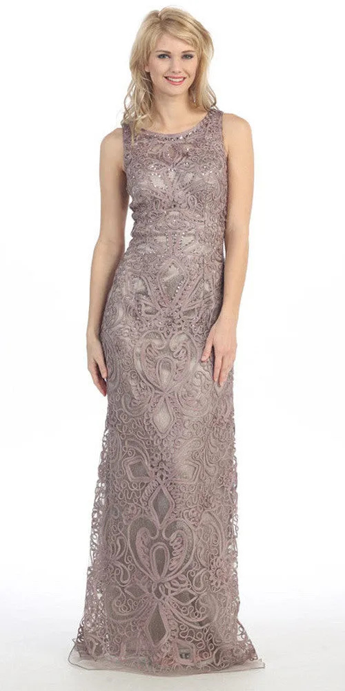 Eureka 3905 Floor Length Lace Evening Gown Wide Straps