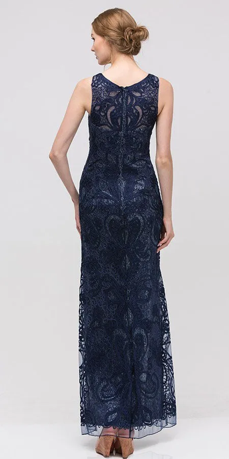 Eureka 3905 Floor Length Lace Evening Gown Wide Straps