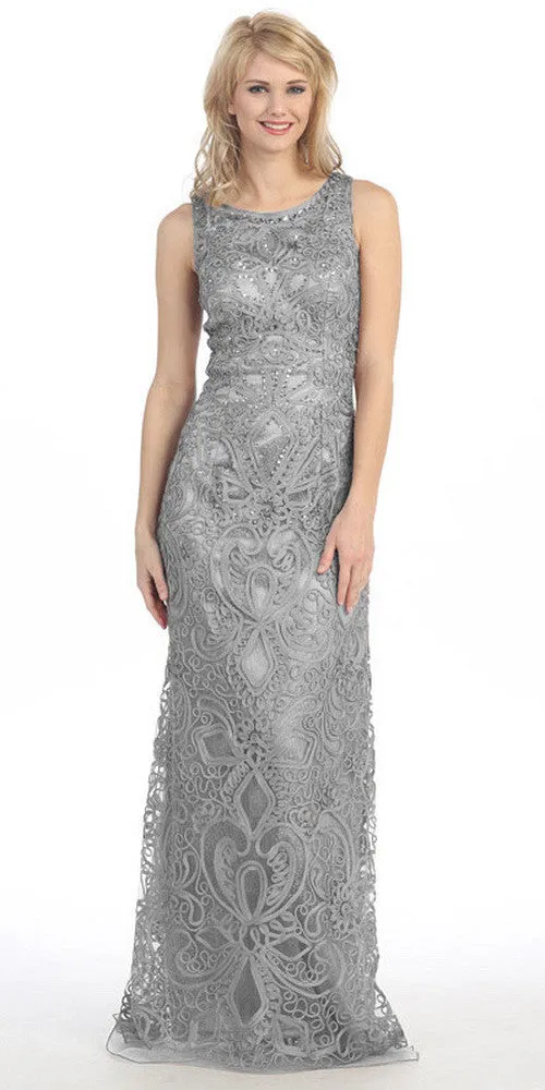 Eureka 3905 Floor Length Lace Evening Gown Wide Straps