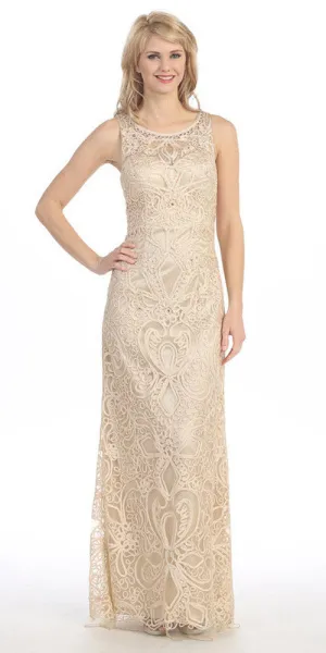 Eureka 3905 Floor Length Lace Evening Gown Wide Straps