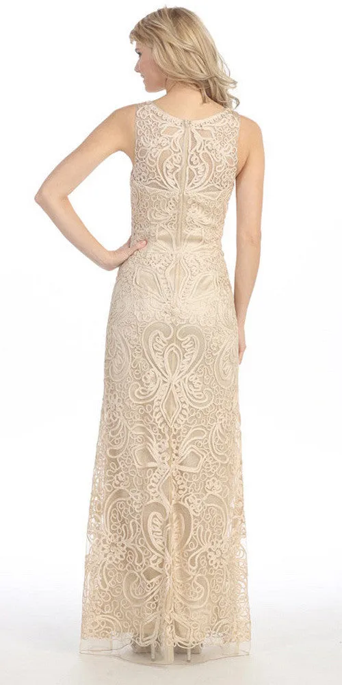 Eureka 3905 Floor Length Lace Evening Gown Wide Straps