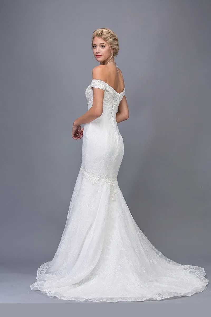 Eureka 6520 Off-the-Shoulder Lace Mermaid Wedding Gown