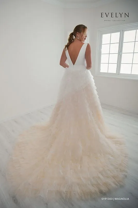 Evelyn Bridals Size 14 S191303 Magnolia Ivory/Pink Gown