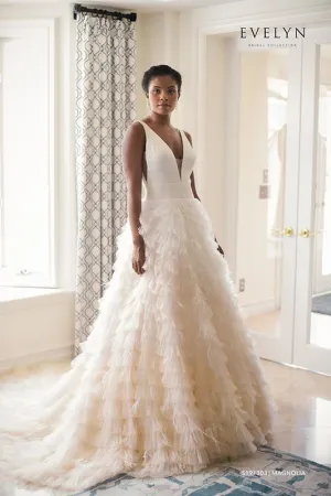Evelyn Bridals Size 14 S191303 Magnolia Ivory/Pink Gown