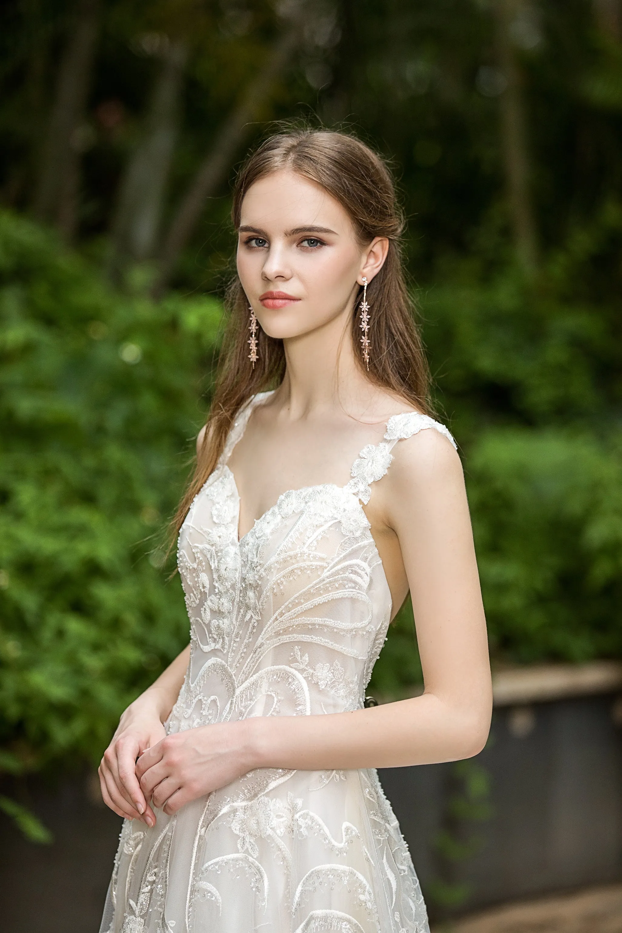 Fabiana - Selena Huan Milan Sequin Embroidery Water-wave Lace glowing A-line gown