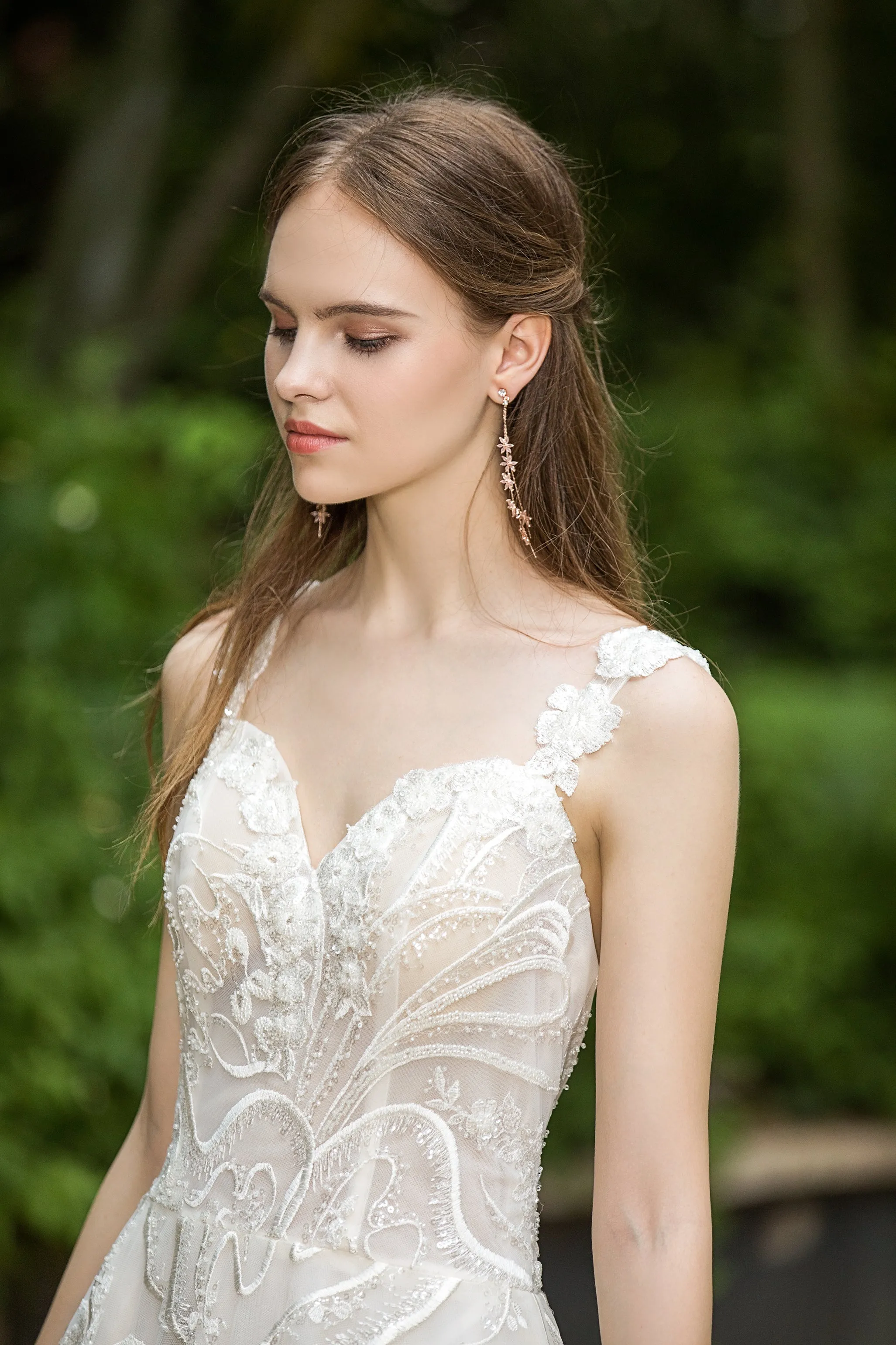 Fabiana - Selena Huan Milan Sequin Embroidery Water-wave Lace glowing A-line gown