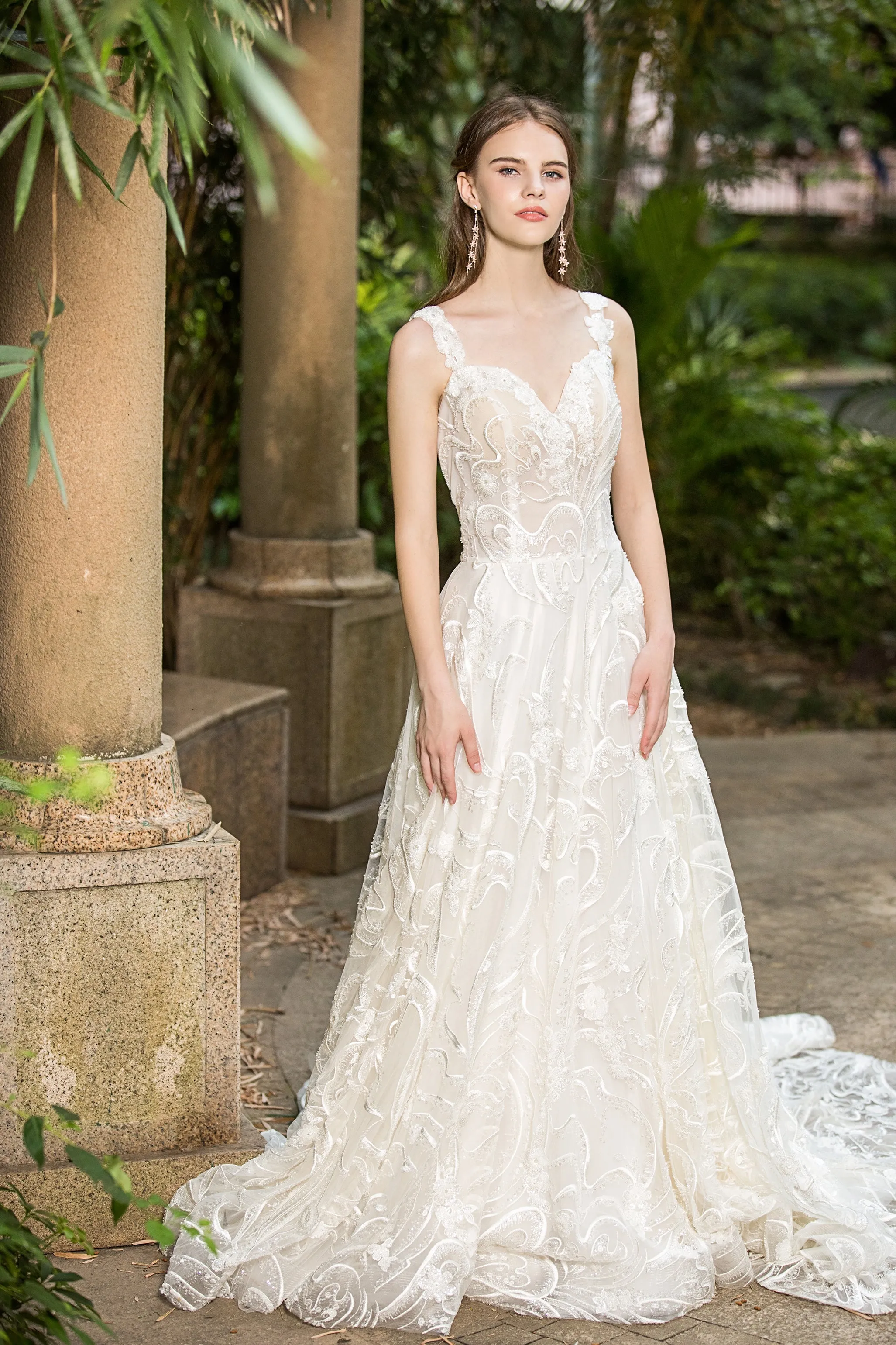 Fabiana - Selena Huan Milan Sequin Embroidery Water-wave Lace glowing A-line gown