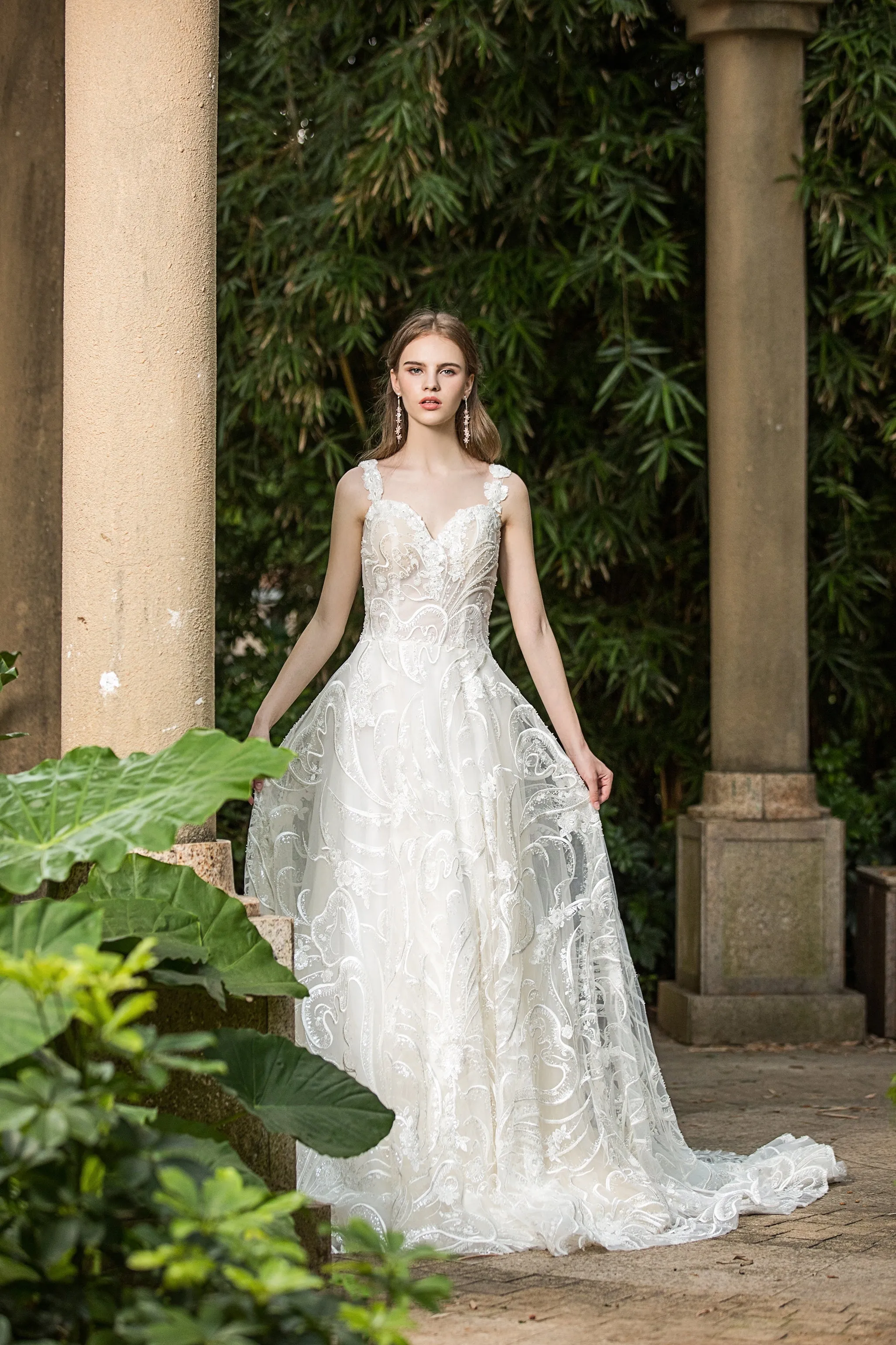 Fabiana - Selena Huan Milan Sequin Embroidery Water-wave Lace glowing A-line gown