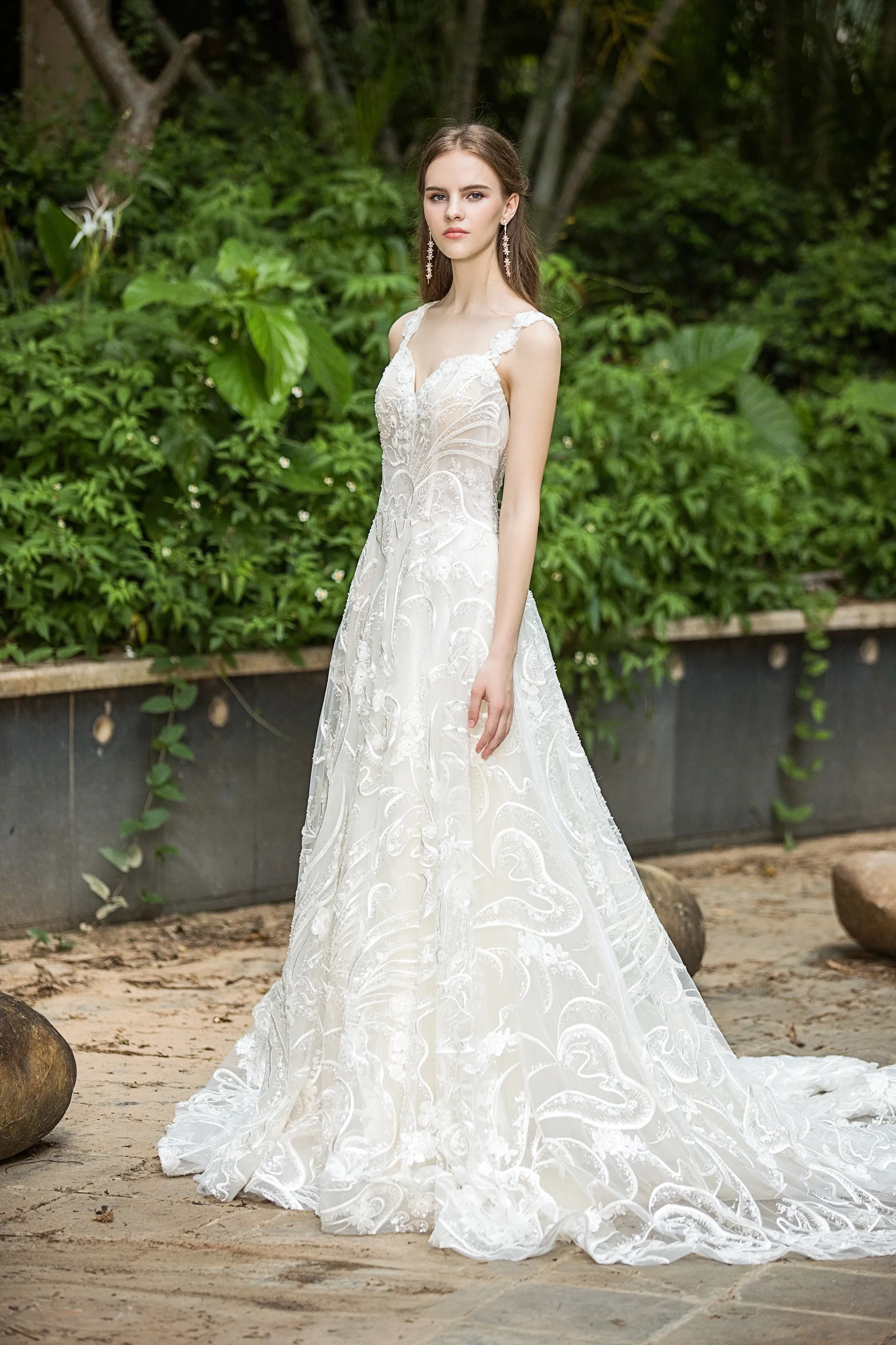 Fabiana - Selena Huan Milan Sequin Embroidery Water-wave Lace glowing A-line gown