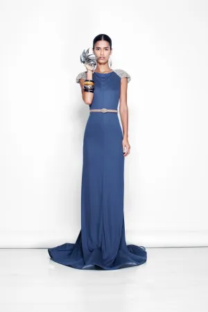 Faux Fur Accented Gown
