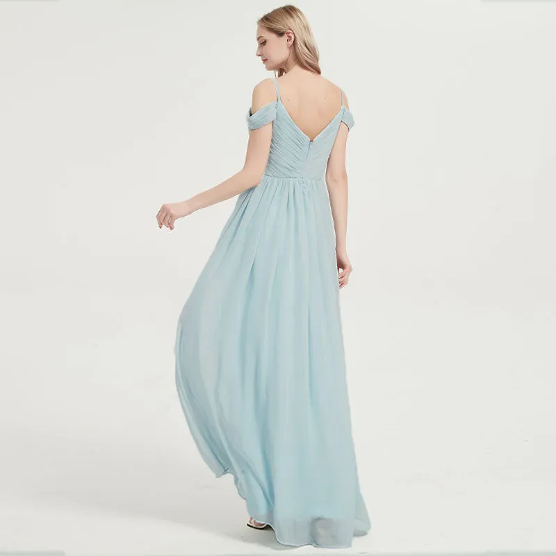 [Final Sale] Cinnamon Rose Spaghetti Straps Pleated Chiffon Bridesmaid Dress