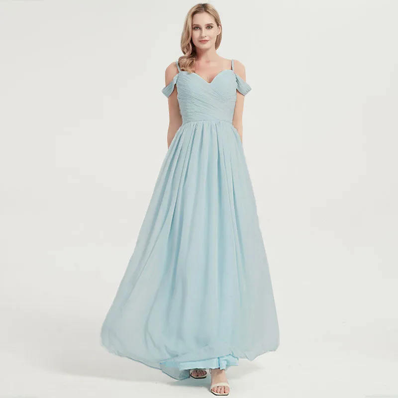 [Final Sale] Cinnamon Rose Spaghetti Straps Pleated Chiffon Bridesmaid Dress