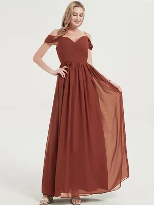 [Final Sale] Cinnamon Rose Spaghetti Straps Pleated Chiffon Bridesmaid Dress
