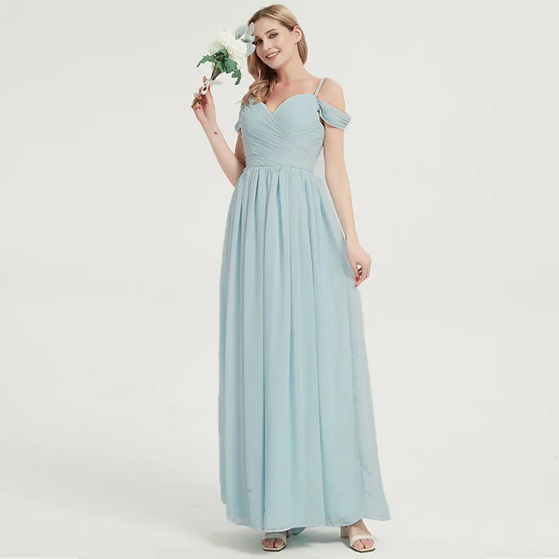 [Final Sale] Cinnamon Rose Spaghetti Straps Pleated Chiffon Bridesmaid Dress
