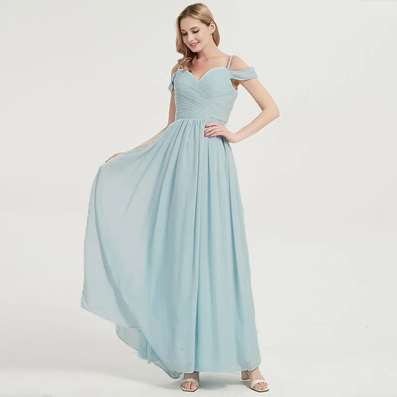 [Final Sale] Cinnamon Rose Spaghetti Straps Pleated Chiffon Bridesmaid Dress
