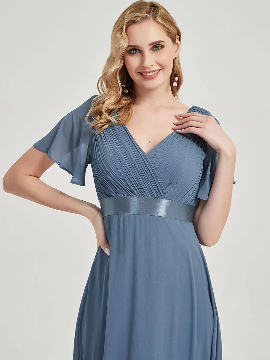 [Final Sale] Emerald Green A-Line Floor-Length Ruffle Pleated Bridesmaid Dresses