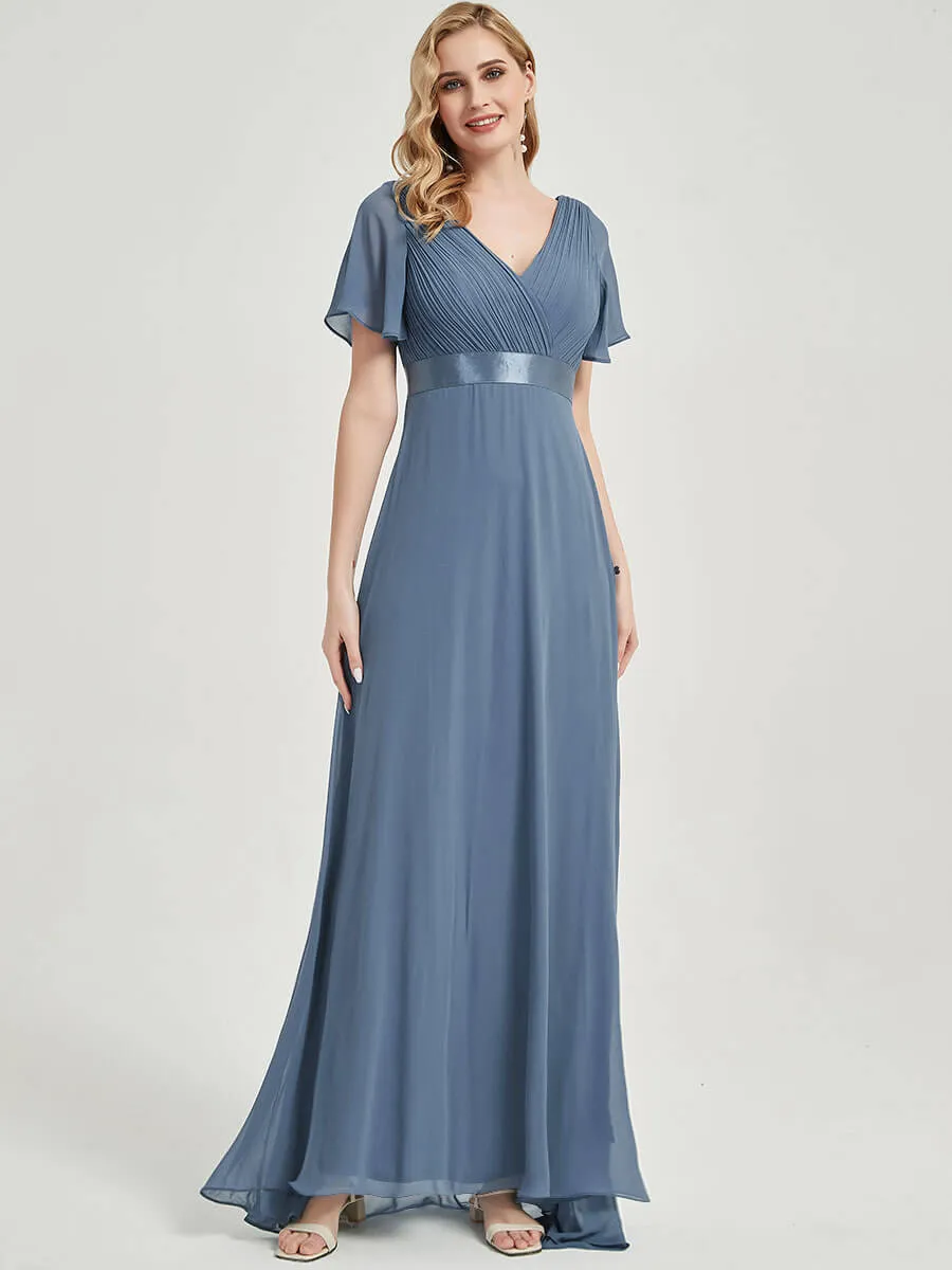 [Final Sale] Emerald Green A-Line Floor-Length Ruffle Pleated Bridesmaid Dresses