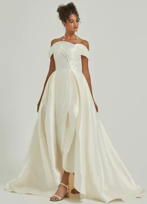 [Final Sale]Micado High Low Off-Shoulder Homecoming Gown Wedding Dress