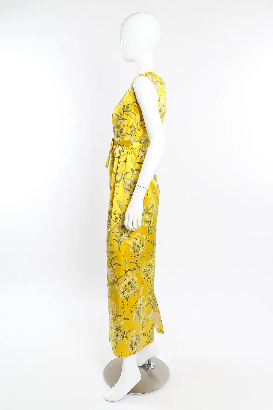 Flocked Velvet Floral Gown