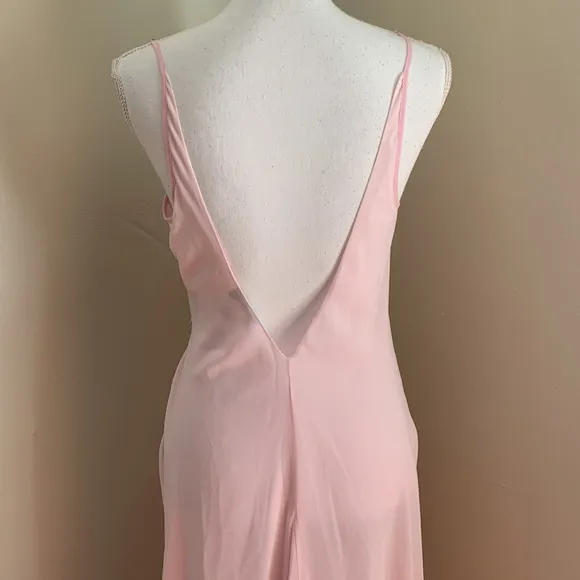 FLORA NIKROOZ Pink Crystal Embellished Backless Gown