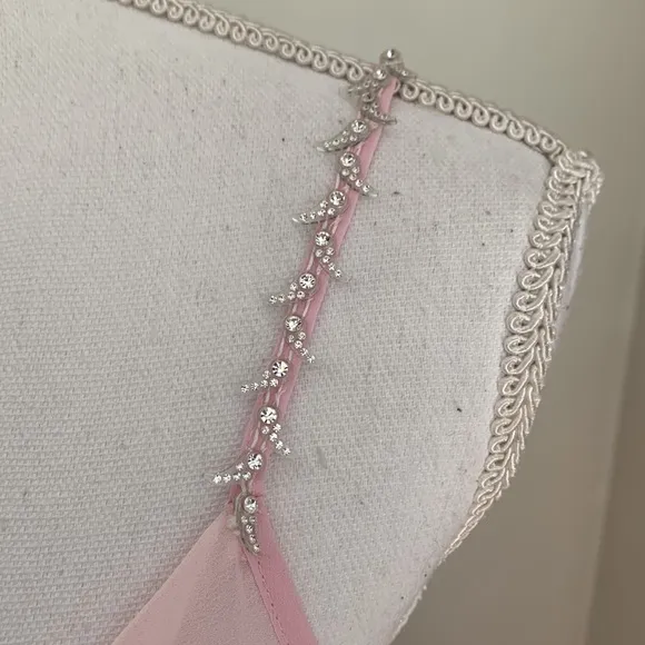 FLORA NIKROOZ Pink Crystal Embellished Backless Gown