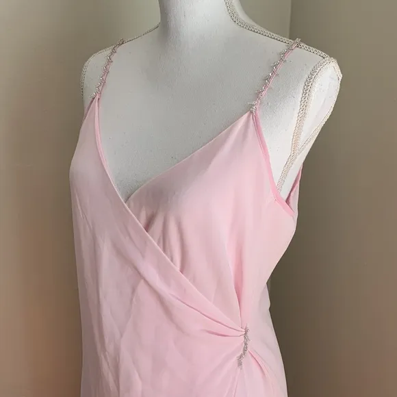 FLORA NIKROOZ Pink Crystal Embellished Backless Gown