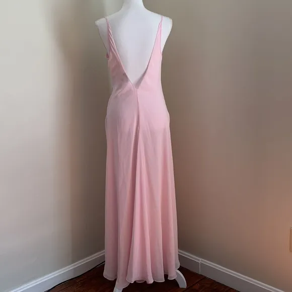 FLORA NIKROOZ Pink Crystal Embellished Backless Gown