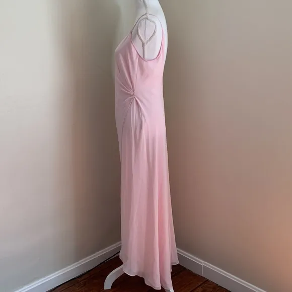 FLORA NIKROOZ Pink Crystal Embellished Backless Gown