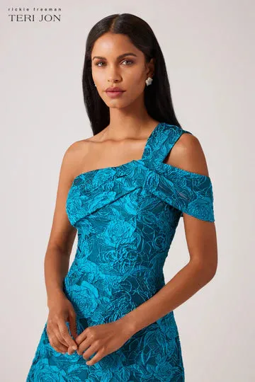 FLORAL JACQUARD ONE SHOULDER DRESS