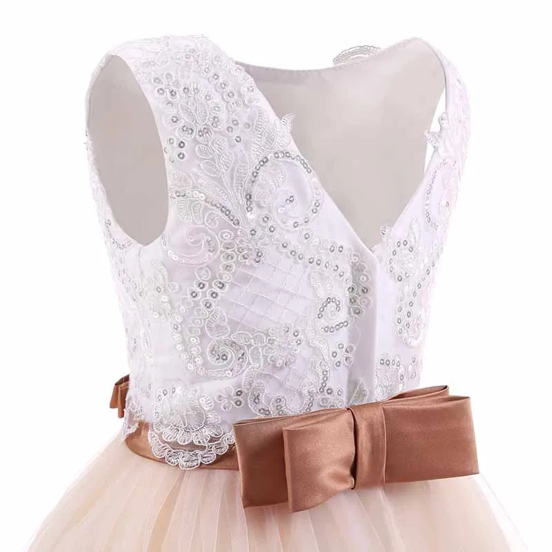 Flower Girl Lace Dress for Kids Wedding Party Prom Princess Puffy Tulle Dresses