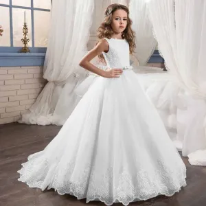 Flower Girl Lace Dress for Kids Wedding Party Prom Princess Puffy Tulle Dresses