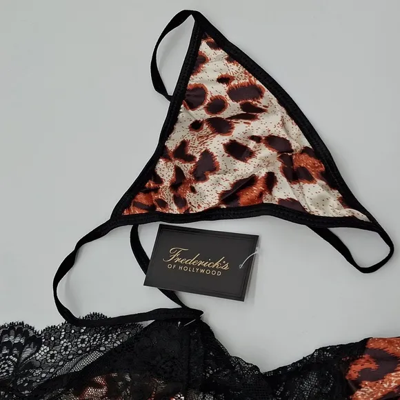 Frederick's of Hollywood Rosalina Rose Lace &amp; Satin Gown Leopard S