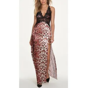 Frederick's of Hollywood Rosalina Rose Lace &amp; Satin Gown Leopard S