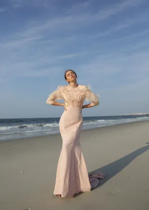 Gabrielle • Embroidered and Feathers Gown