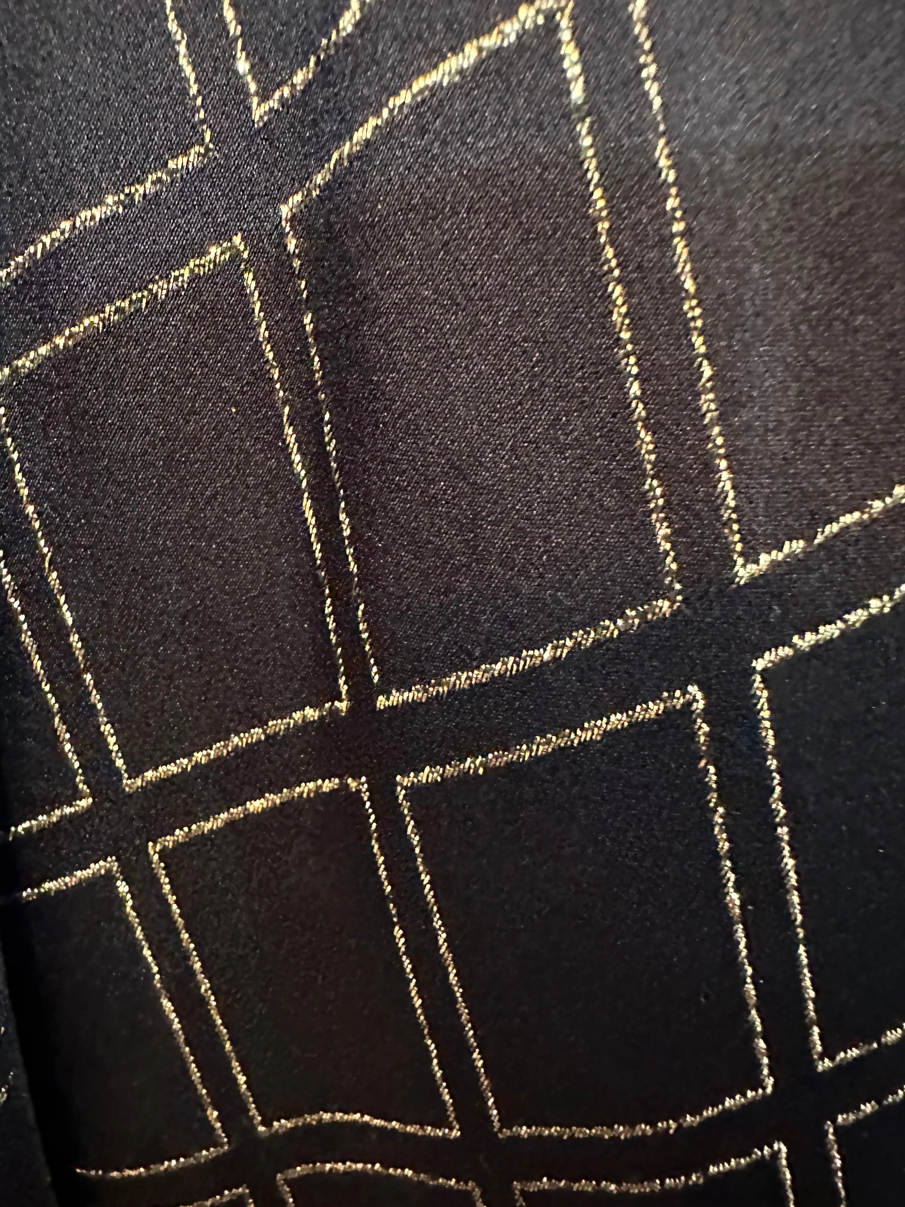 Galanos 70s Gown Black and Gold Satin with Giant Bow Detail
