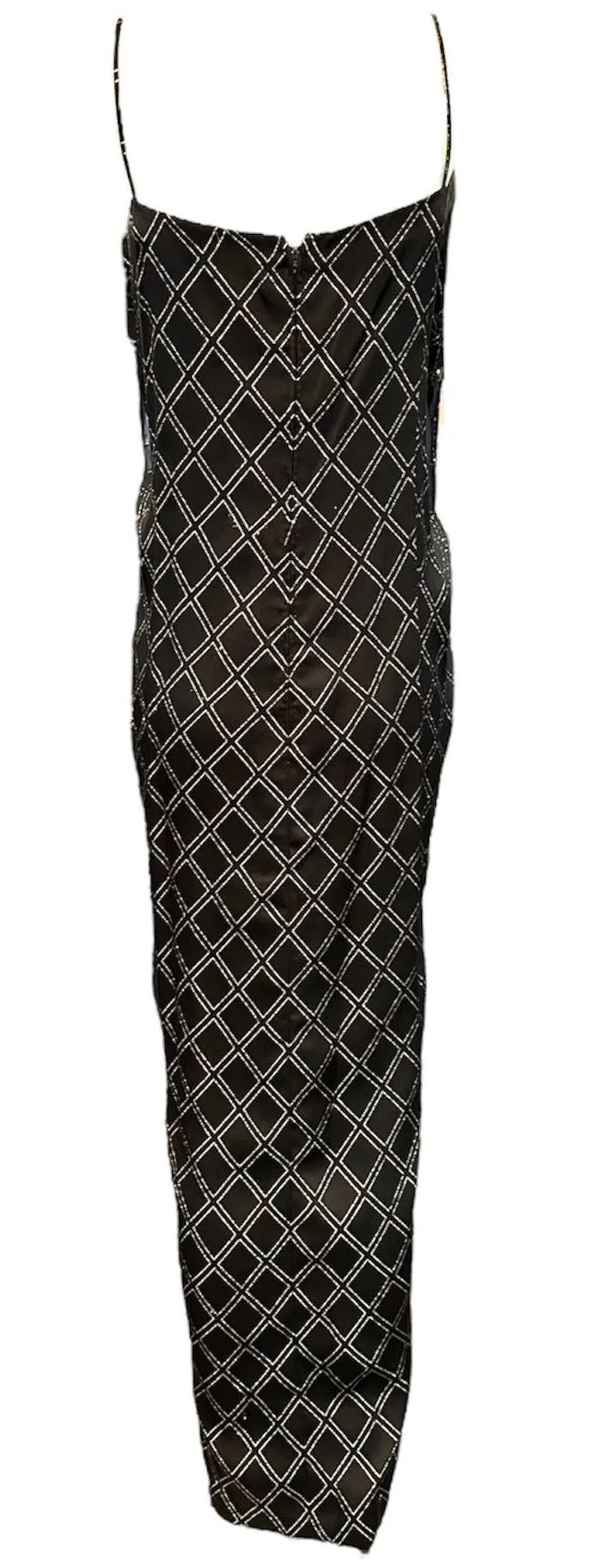 Galanos 70s Gown Black and Gold Satin with Giant Bow Detail