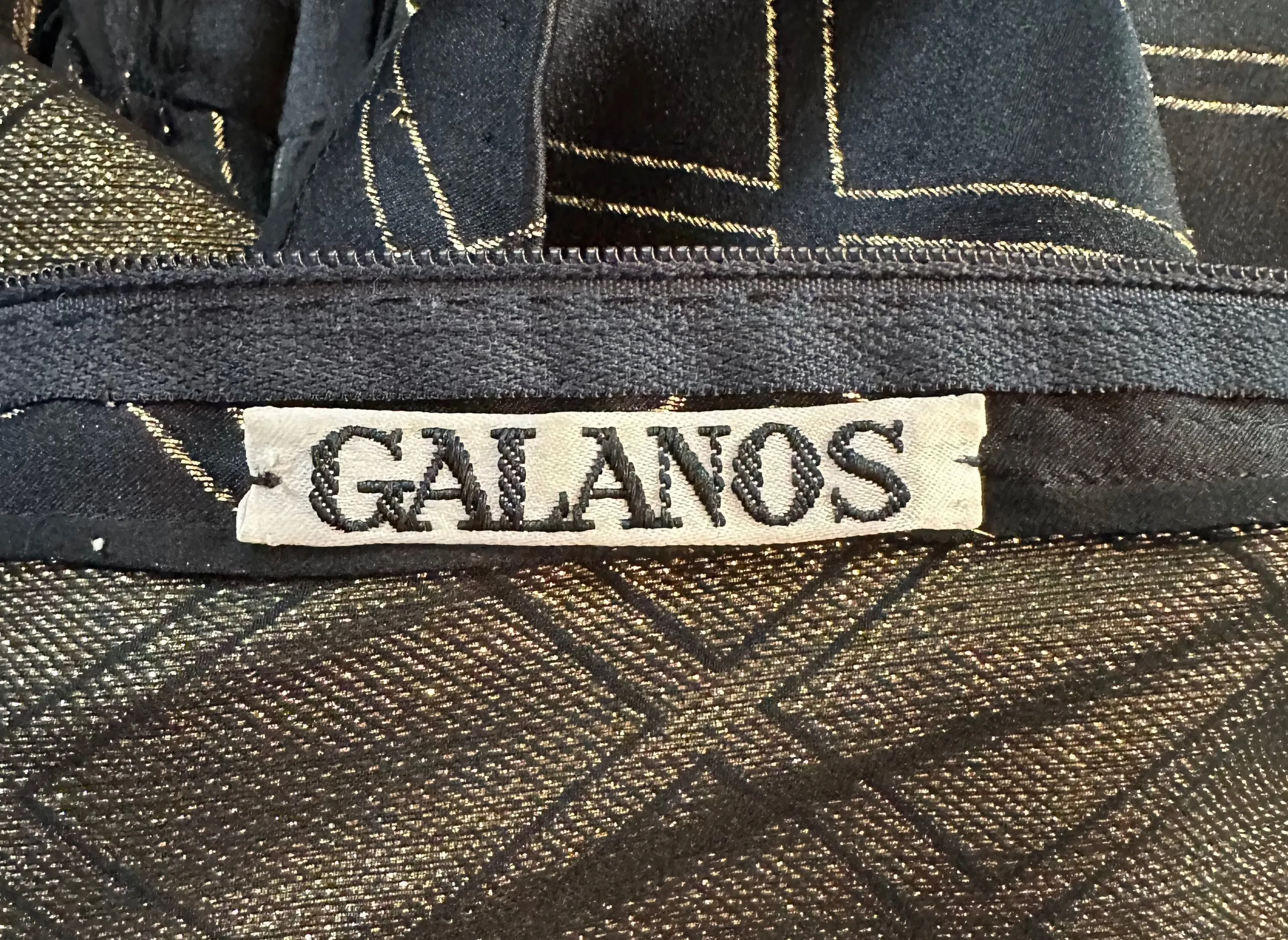 Galanos 70s Gown Black and Gold Satin with Giant Bow Detail