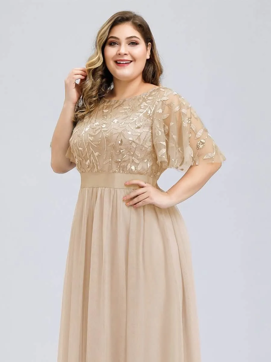 Georgia flutter sleeve tulle bridesmaid dress in light gold s18 Express NZ wide