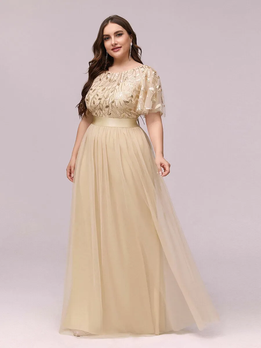 Georgia flutter sleeve tulle bridesmaid dress in light gold s18 Express NZ wide