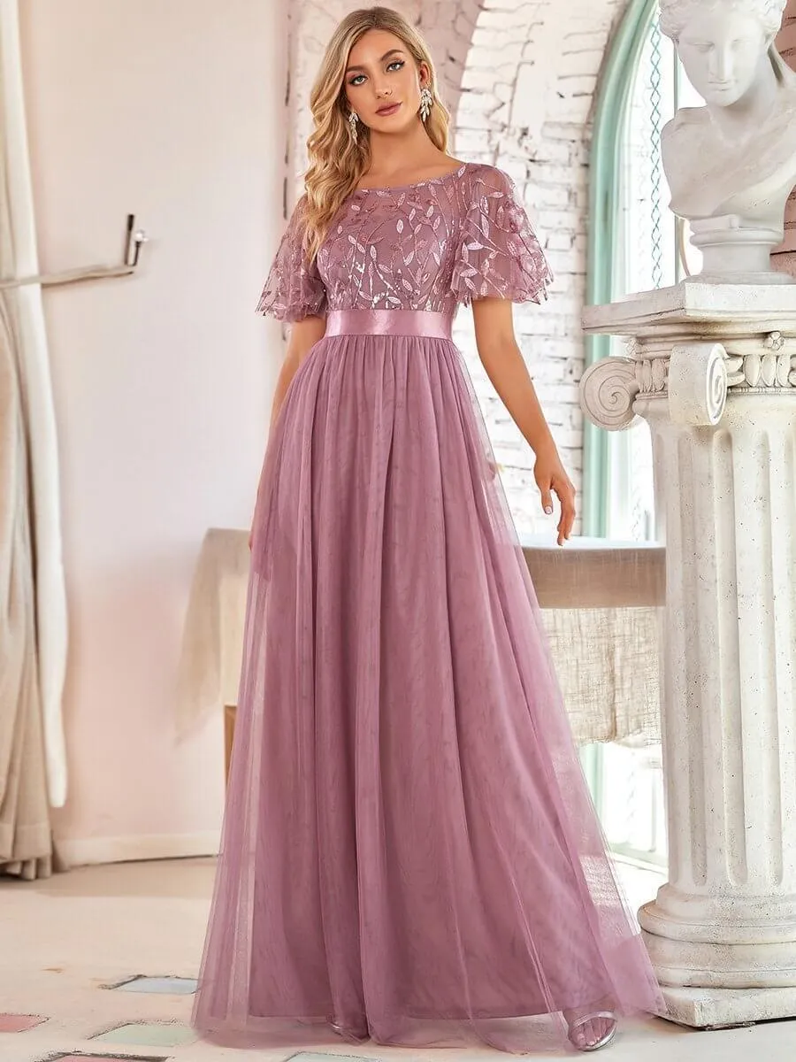 Georgia flutter sleeve tulle bridesmaid dress in light gold s18 Express NZ wide