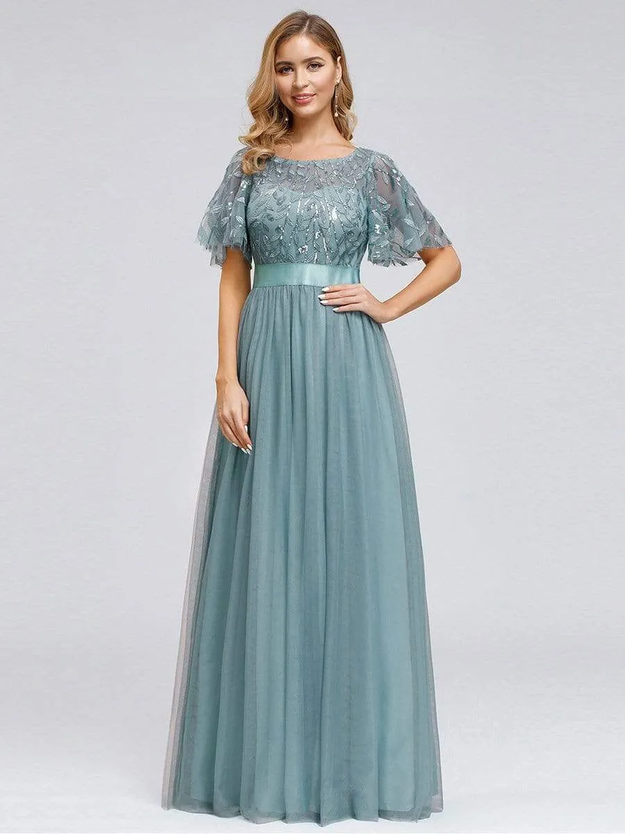 Georgia flutter sleeve tulle bridesmaid dress in light gold s18 Express NZ wide